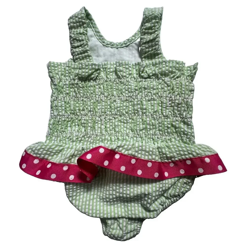 Southern Sunshine Kids Baby Girls 18M Cupcake Seersucker Swimsuit Ruffle USA